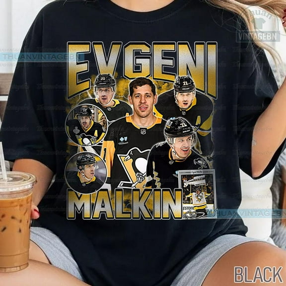 Vintage Evgeni Malkin shirt, Bootleg Rap tee, Pittsburgh Hockey Unisex Tee ,Black Color,Size XL