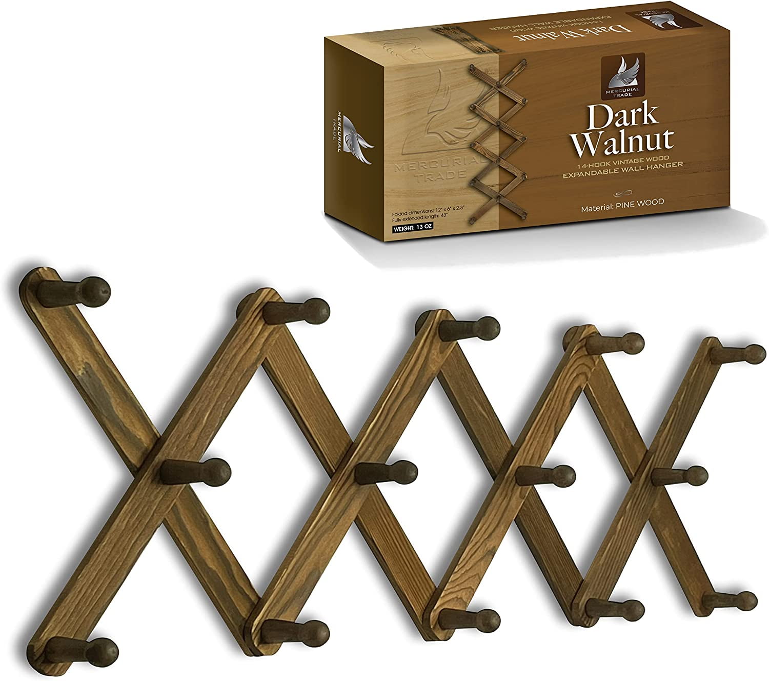 Vintage Expandable Wooden Coat Rack Hanger Rustic Accordion Wall Mounted Pine Wood Hooks Handmade 14 Rounded Hooks 9 Stain Colors Perfect for Coats Jackets Bags Hats Scarfs Walmart