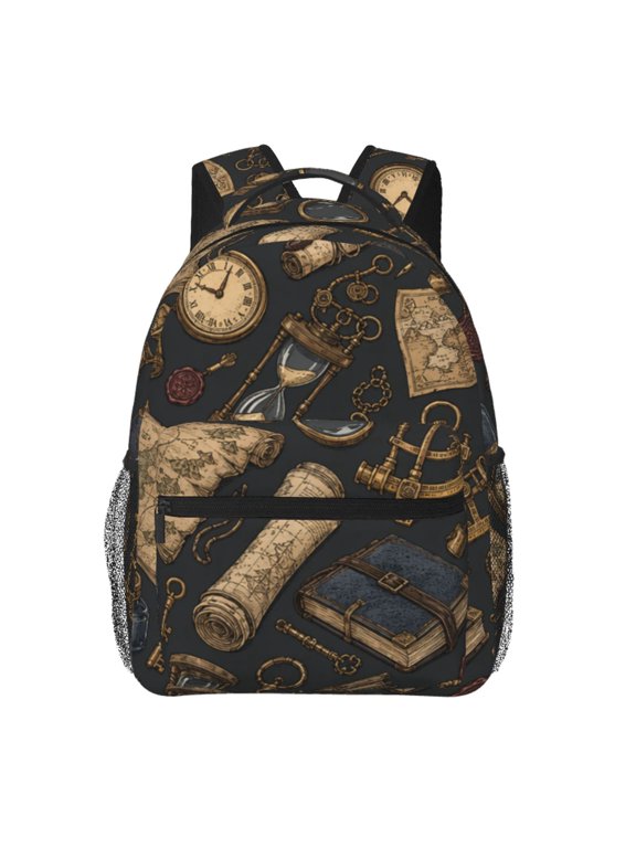 Vintage Explorer Cartography Doodle Laptop Backpack Travel Rucksack for Teens Adults, Fits 15-inch Notebook