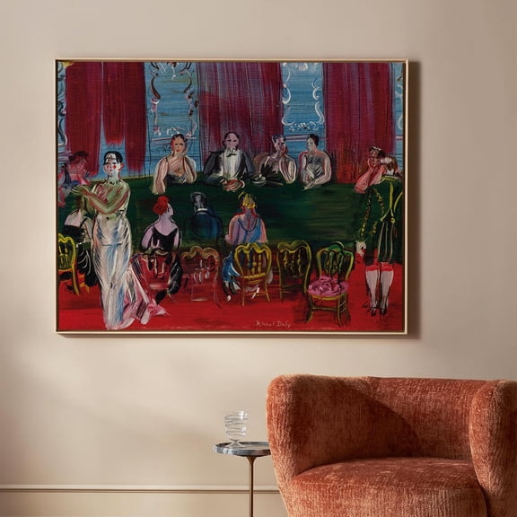 Vintage Expressionist Dinner Scene Red Interior Figurative Wall Art Print