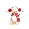 thumbnail image 1 of Vintage Fabric Snowman Figurine with Knitted Scarf, Rustic Christmas Decorations for Home Mantel Shelf, Holiday Party Table Centerpiece Gift for Grandma,, 1 of 3