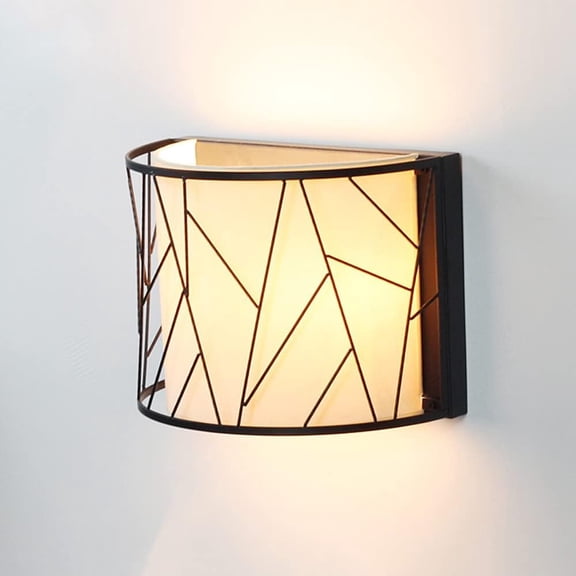 Vintage Fabric Wall Sconce Lighting Fixture Up Down Farmhouse Wall Lamp, Black Wire Cage Wall Mount Lighting Fixture, E14 Wall Sconces Headboard Spotlights for Bedroom Loft