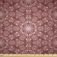 thumbnail image 1 of Vintage Fabric by the Yard, Blossoming Flower Inspired Print Details Warm Toned Vintage Art, Decorative Upholstery Fabric for Chairs & Home Accents, Pale Maroon Pale Salmon by Ambesonne, 1 of 5