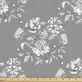 thumbnail image 1 of Vintage Fabric by the Yard, Continuous Greyscale Pattern with Delicate Wild Flowers Pansy Floral Nostalgia, Decorative Upholstery Fabric for Chairs & Home Accents, Grey and White by Ambesonne, 1 of 5