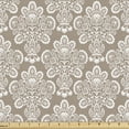 thumbnail image 1 of Ambesonne Vintage Fabric by the Yard Upholstery, Curly Floral Damask Motif, 1 Yard, Warm Taupe and White, 1 of 5