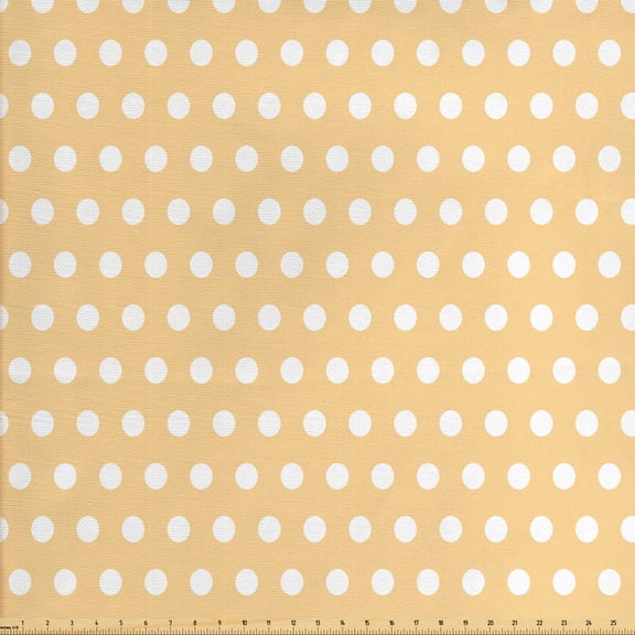 Vintage Fabric by the Yard, Old Fashioned Pattern with Shabby White Polka Dots Classic Retro Design Print, Upholstery Fabric for Dining Chairs Home Decor Accents, Orange White by Ambesonne