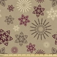 thumbnail image 1 of Ambesonne Vintage Fabric by the Yard Upholstery, Traditional Floral Shapes, 1 Yard, Dark Sand Brown Maroon, 1 of 5