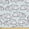 thumbnail image 1 of Vintage Fabric by the Yard, Retro Cars Pattern on Floral Damask Background Automobile Fashion Art, Upholstery Fabric for Dining Chairs Home Decor Accents, Pale Blue Dust and White by Ambesonne, 1 of 5