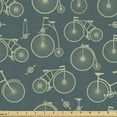 thumbnail image 1 of Ambesonne Vintage Fabric by the Yard Upholstery, Various Kind Bicycles Image, 2 Yards, Pale Khaki and Grey Teal, 1 of 5