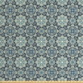 thumbnail image 1 of Ambesonne Floral Fabric by the Yard Upholstery, Traditional, 5 Yards, Dark Blue Cream, 1 of 4