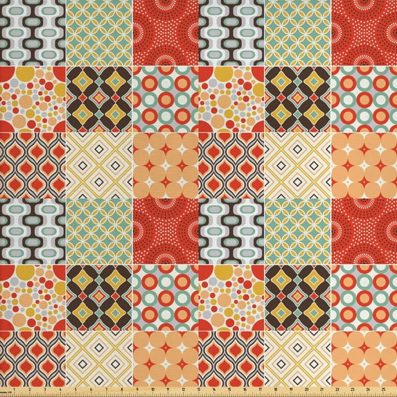 Ambesonne Colorful Fabric by the Yard Upholstery, Vintage Abstract Shape, 10 Yards, Multicolor