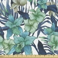 thumbnail image 1 of Vintage Fabric by the Yard Upholstery, Tropical Flowers and Leaves Green and Blue Tones Watercolor Like Painting Image, Decorative Fabric for DIY and Home Accents, Multicolor by Ambesonne, 1 of 5