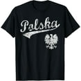 thumbnail image 1 of Vintage Fade Polska Polish American Poland Men Women Kids T-ShirtMen and women, Black T-shirt, size: Extra large S-4XL, 1 of 4