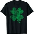 thumbnail image 1 of Vintage Faded Retro Four Leaf Clover St Patricks Day T-Shirt, 1 of 3