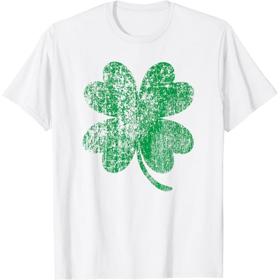 Vintage Faded Retro Four Leaf Clover St Patricks Day T-Shirt
