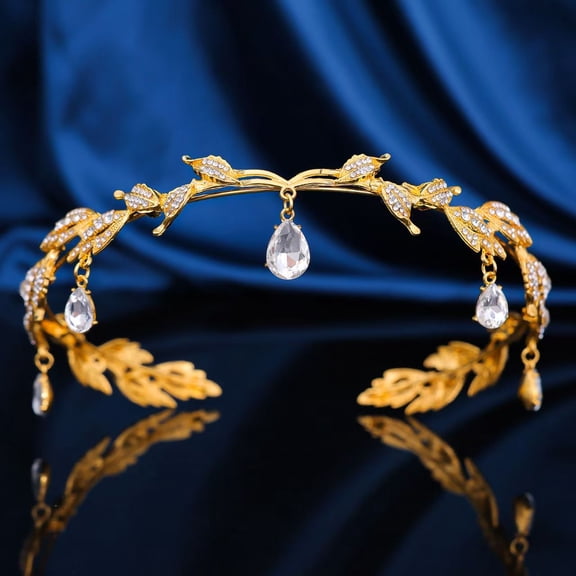 Vintage Fairy Crystal Leaf Tiara Women's Elf Crown Bandana Hair Accessory Costume Jewelry
