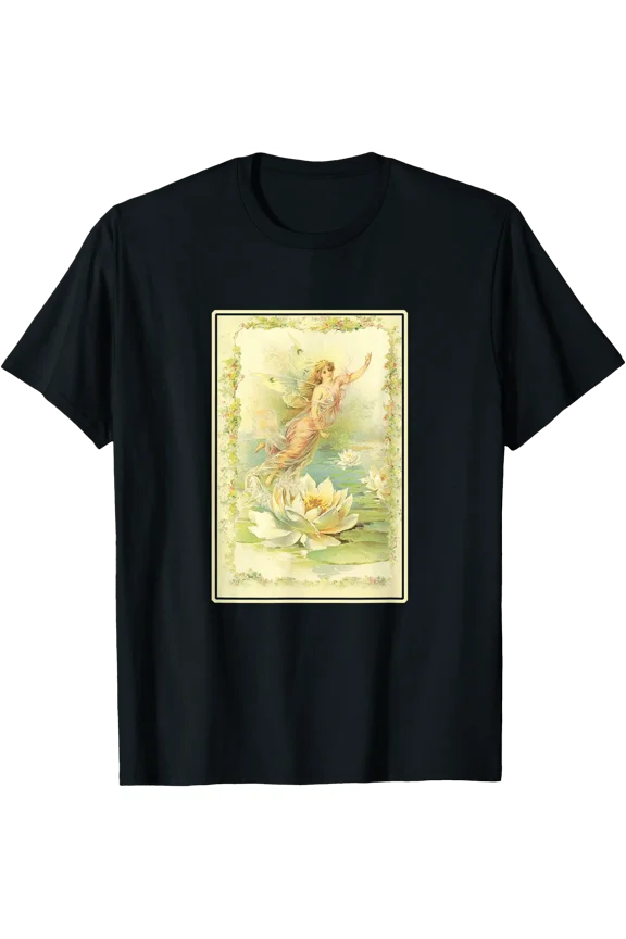 Vintage Fairy Lotus Flower Cottagecore Fairycore Aesthetic T-Shirt