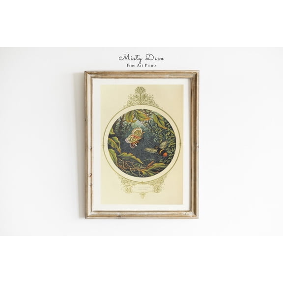 Vintage Fairy Tale Bumblebee and Butterfly Wall Art Nursery Home Decor, Stretched Canvas 8x10in