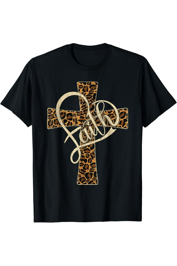 Vintage Faith Christian Men Womens Panther Cheetah Print T-Shirt