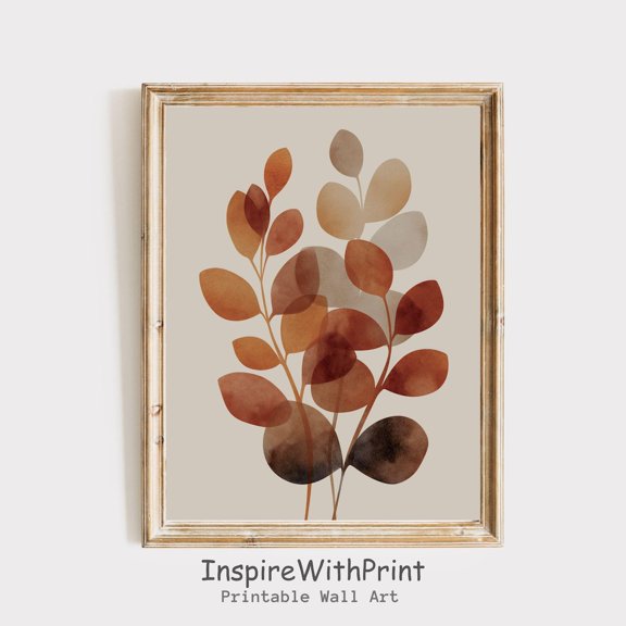Vintage Fall Botanical Poster Autumn Cottagecore Leaves Art Printable Fall Foliage Poster Farmhouse Fall Leaf Poster Neutral Boho Fall Print, Size 8x12 UNFFRAMED F03.1.6l499