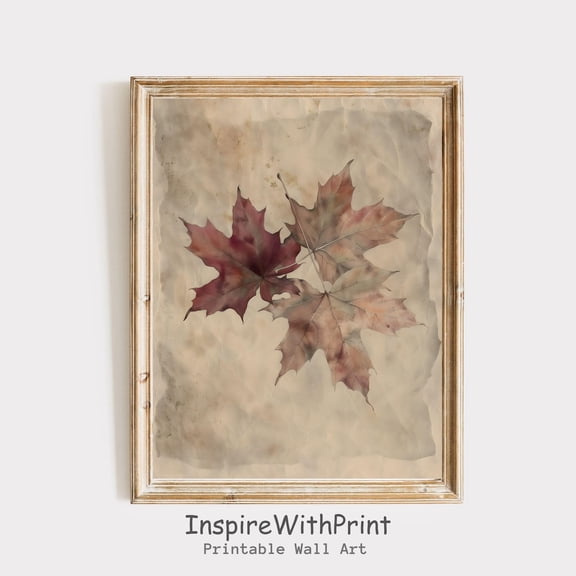 Vintage Fall Botanical Poster Autumn Maple Leaf Art Printable Fall Foliage Wall Art, Farmhouse Fall Poster Neutral Fall Cottagecore Art, Size 12x18 UNFFRAMED F03.1.6l574