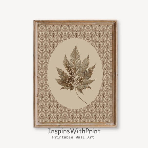 Vintage Fall Botanical Print, Autumn Maple Leaf Art Printable Fall Foliage Wall Art, Farmhouse Fall Print, Neutral Fall Cottagecore Art, Size 8x12 UNFFRAMED F03.1.5l1330