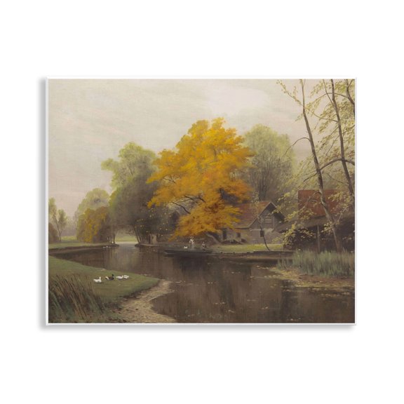 Stupell Industries Vintage Fall By The River Wall Plaque Art, design by Leah Straatsma, 11 x 14