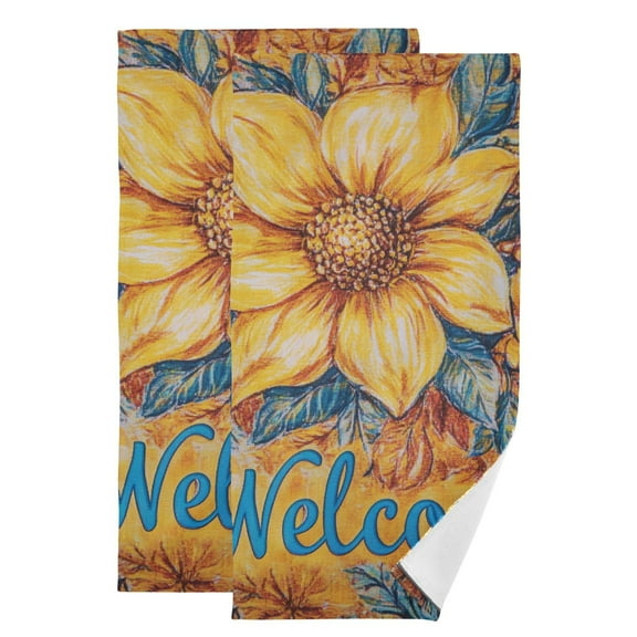 Vintage Fall Flower Hand Towel Absorbent Bath Towels for Bathroom Sports Gym(28.3" X 14.4") Set of 2