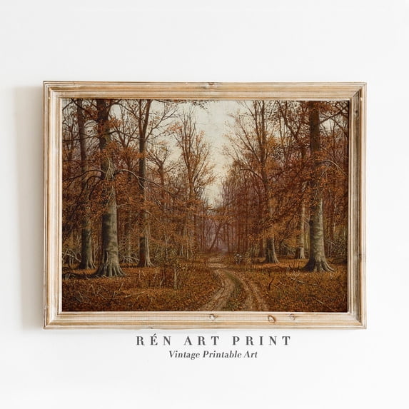 Vintage Fall Forest Poster, Rustic Autumn Home Decor