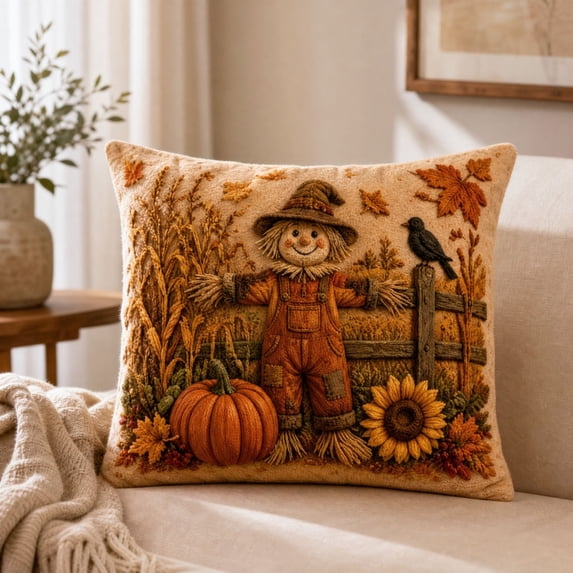 Vintage Fall Harvest Pillow Cover Thanksgiving Pumpkin Sunflower Decorative Cushion Case for Sofa Couch Home Fall Decor