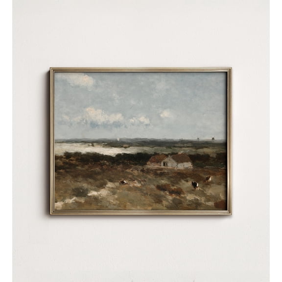 Vintage Fall Landscape Farmhouse Autumn Nature Image Landscape Vintage Poster Antique Farmhouse Art Print, UNFRAMED Size 16x16