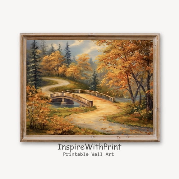 Vintage Fall Landscape , Mood Fall Road Poster, Fall Scenery Wall Art, Farmhouse Art Poster, Fall Wall Decor, Autumn Art Home Decor, 24x36 UNFRAMED