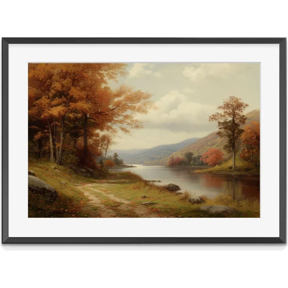 Vintage Fall Landscape Painting Fall Wall Art Fall Oil Painting Fall Print Autum, Matte Canvas Stretched, Posters for Room Bedroom Living Room Bathroom Wall Decor, Posters & Art Prints, Gift.
