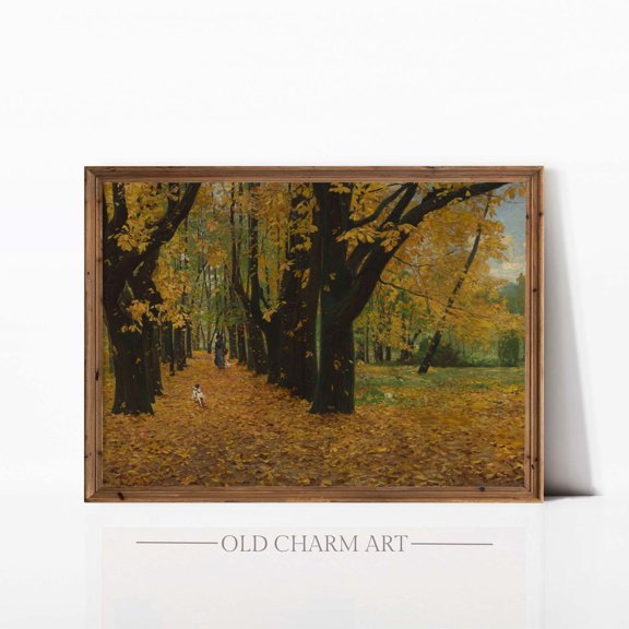 Vintage Fall Landscape Poster: Moody Autumn Farmhouse Decor, Unframed Poster Size 8x12