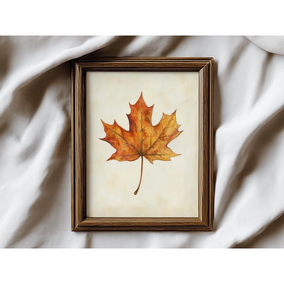Vintage Fall Leaf Botanical Sketch Wall Art, Unframed Paper Print Size 8x12
