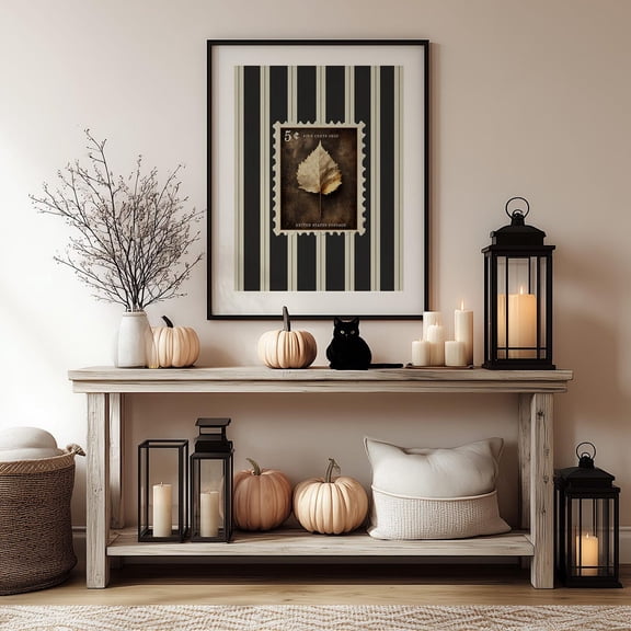 Vintage Fall Leaf Neutral Rustic Farmhouse Decor Autumn Maple Leaf Vintage Wall Decor Unframed Paper Print
