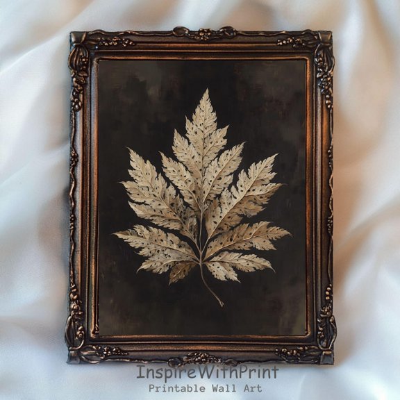 Vintage Fall Leaf Poster Dark Botanical Printable Fall Foliage Art, Rustic Boho Botanical Print Autumn Cottagecore Art, Fall Farmhouse Print, Size 12x18 UNFFRAMED F03.1.6l327