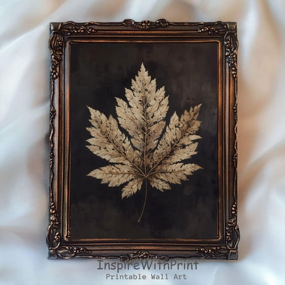 Vintage Fall Leaf Poster Dark Botanical Printable Fall Foliage Art, Rustic Boho Botanical Print Autumn Cottagecore Art, Fall Farmhouse Print, Size 12x18 UNFFRAMED F03.1.6l51
