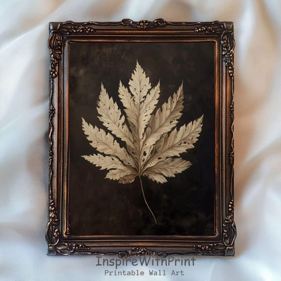 Vintage Fall Leaf Poster Dark Botanical Printable Fall Foliage Art, Rustic Boho Botanical Print Autumn Cottagecore Art, Fall Farmhouse Print, Size 16x24 UNFFRAMED F03.1.6l446