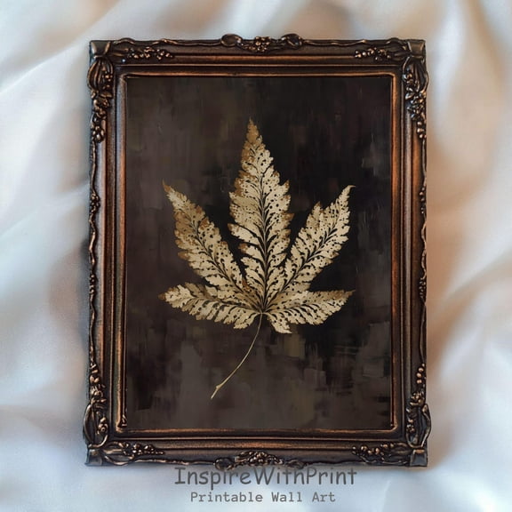 Vintage Fall Leaf Poster Dark Botanical Printable Fall Foliage Art, Rustic Boho Botanical Print Autumn Cottagecore Art, Fall Farmhouse Print, Size 24x36 UNFFRAMED F03.1.6l326