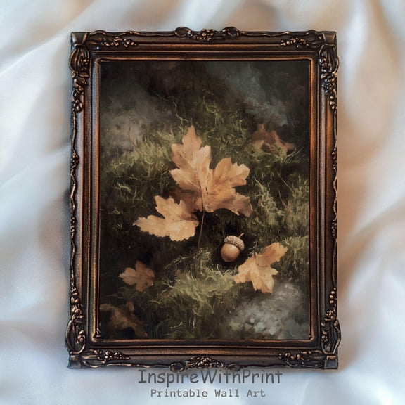 Vintage Fall Leaves Poster Fall Botanical Printable Fall Foliage Wall Art, Dark Botanical Rustic Autumn Cottagecore Art Fall Farmhouse Print, Size 8x12 UNFFRAMED F03.1.6l419