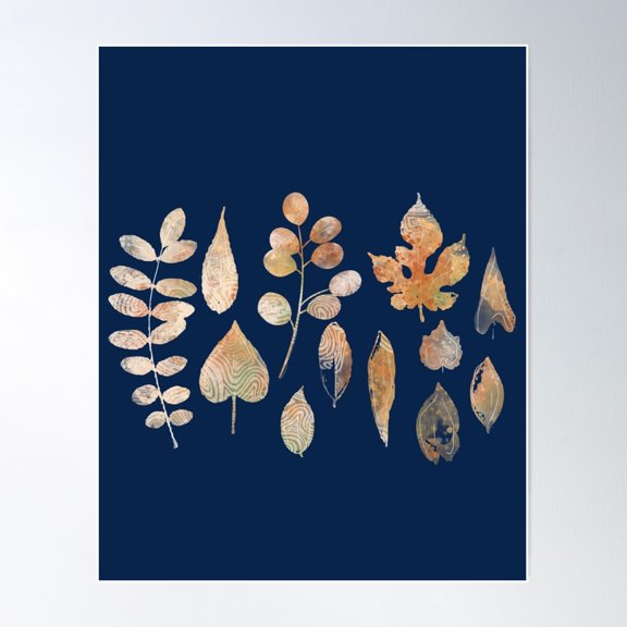 Vintage Fall Leaves Poster Wall Art, Modern Wall Decor For Living Room Bedroom, 8x12 UNFRAMED