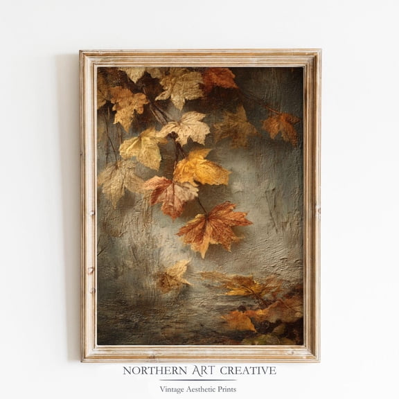 Vintage Fall Leaves Rustic Autumn Leaves Wall Art Moody Fall Print Maple Botanical Print Home Decor #2352, Unframed Poster Size 8x12