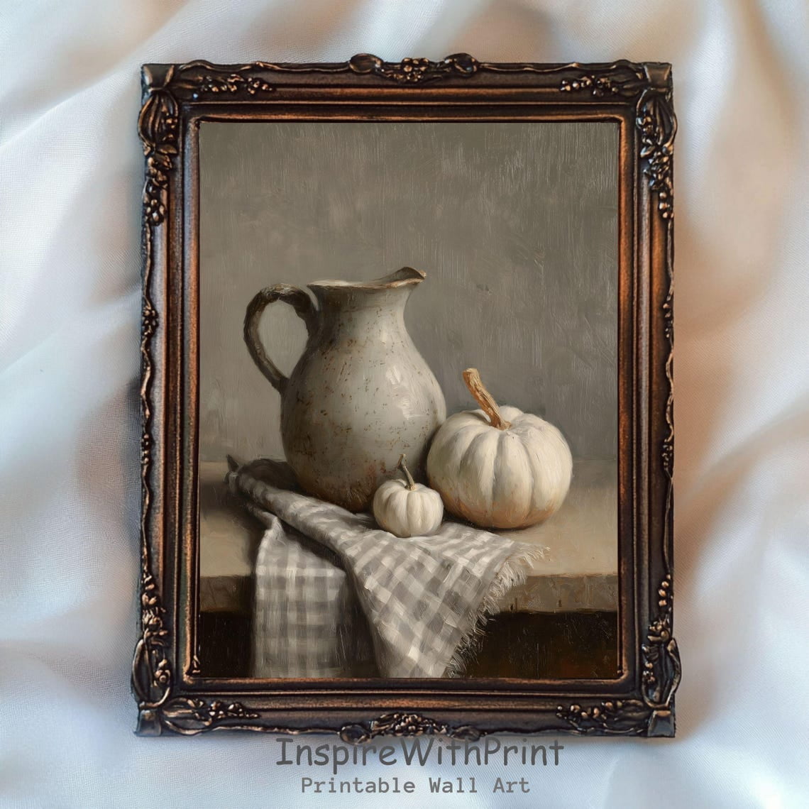 Vintage Fall Pumpkin Still Life , Rustic Fall Farmhouse Printable Moody ...