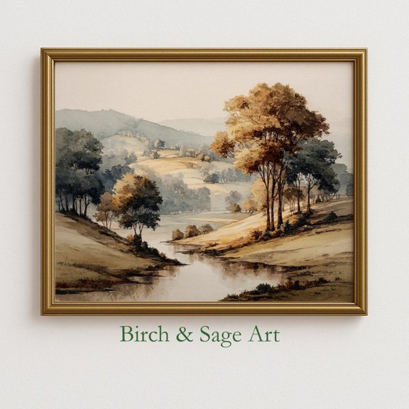 Vintage Fall Sunset Landscape Rustic Autumn Scene, Print Poster Wall Art, Earthy Countryside Decor, Mood , 52, Size 16x24 UNFFRAMED F03.1.7l88