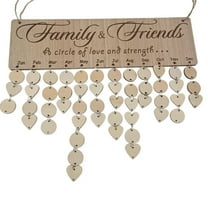 Vintage Family Reminder Calendar Board (16''x5''), Rustic Wooden Hanging Birthday Anniversary Reminder with 50pcs Wood Tags, DIY Calendar Plaque Sign Gift for Friend/Mother/Grandma