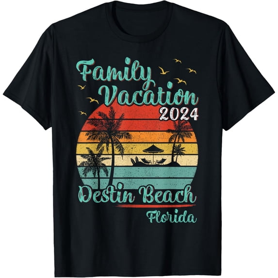 Vintage Family Vacation 2024 Florida Destin Beach T-Shirt mens t shirt,black,women,funny,misfits,men,journey