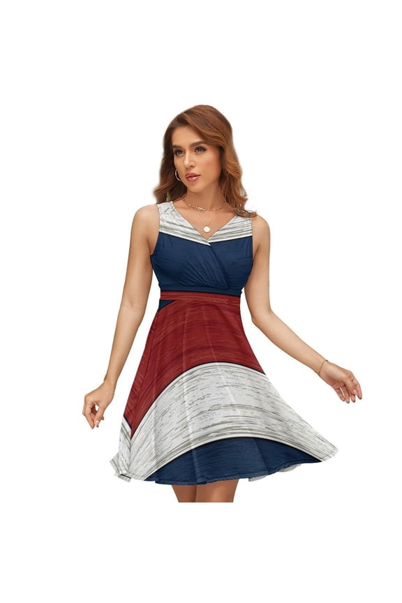 Vintage Farm Barn Red, Blue And White Dress Fashion Beach Long Dresses Female Party Printed Sundress