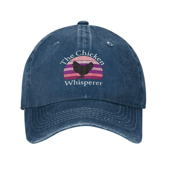 Vintage Farm The Chicken Whisperer Baseball Cap Golf Dad Hat Adjustable Washed Denim Trucker Hats Unconstructed Snapback Cap for Men Women Unisex Adult,Navy