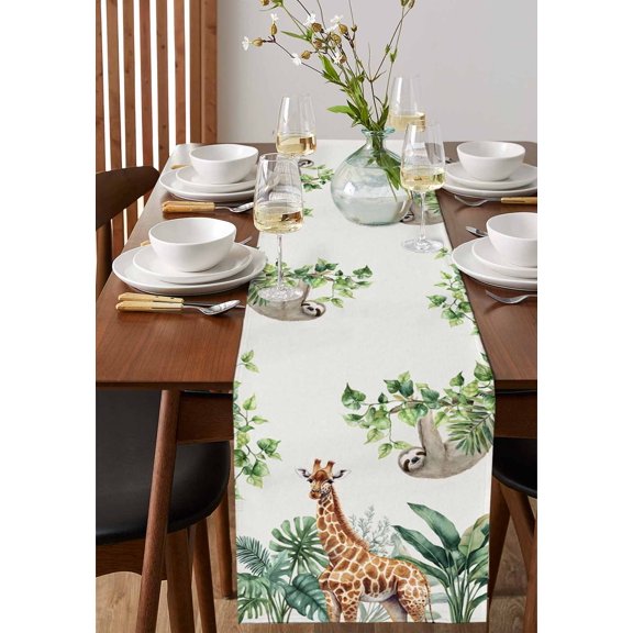 Vintage Farm Daisy Floral Table Runner 13x36in Non-Slip Cotton Linen Table Runners, Pastoral Botanical Wild Flowers Dresser Scarves TableRunner for Dinner Kitchen Dining Wedding Party